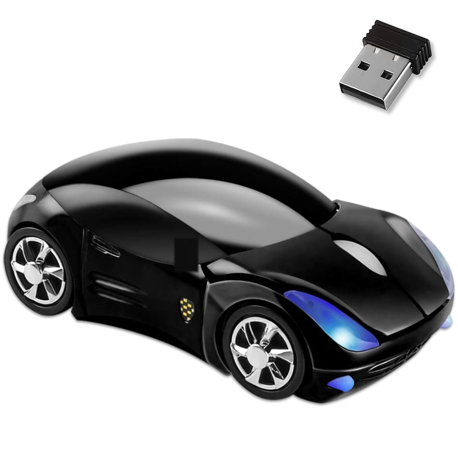 Black Car Mouse,1600DPI 2.4G with USB Reciver Computer Mice Wireless for Computer Wireless Computer Mouse Wireless Cute Wireless Mouse for Laptop Tablet for Windows for Mac OS(Black)