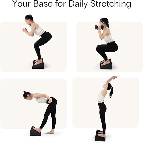 Miniatura 5 de StrongTek XL Foam Yoga Wedge Blocks, Black, Set of 2, 16.5 Incline, 13" × 12.75" × 3.75", for Yoga, Stretching, Squats & Physical Therapy