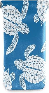 MOYYO Ocean Animal Sea Turtle Eyeglass Pouch Squeeze Top Portable Sunglasses Bag Pouch PU Leather Eyeglass Goggles Case Cosmetic Holders Mulituse for Women Girl