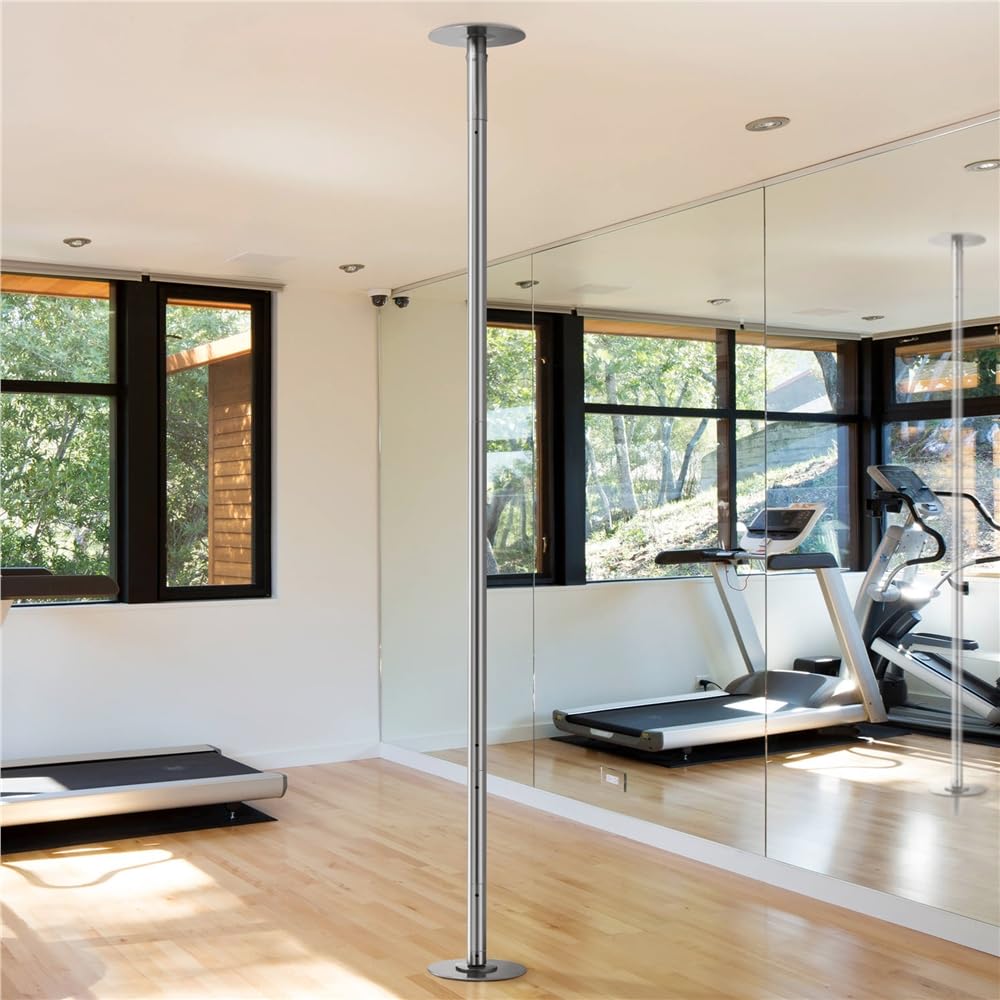 Yaheetech Barre de Pôle Dance Hauteur Réglable 225 cm-274,5 cm Pôle Dance Barre Diamètre de 45 mm Statique et Rotative Charge Maximale 200 kg pour Danse Fitness Exercise