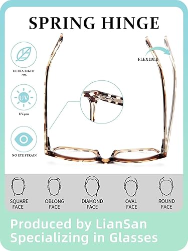 Miniatura 5 de LianSan Sturdy Photochromic Distance Glasses for Women - with Spring Hinge Shortsighted Lens Nearsighted Myopic Eyeglasses