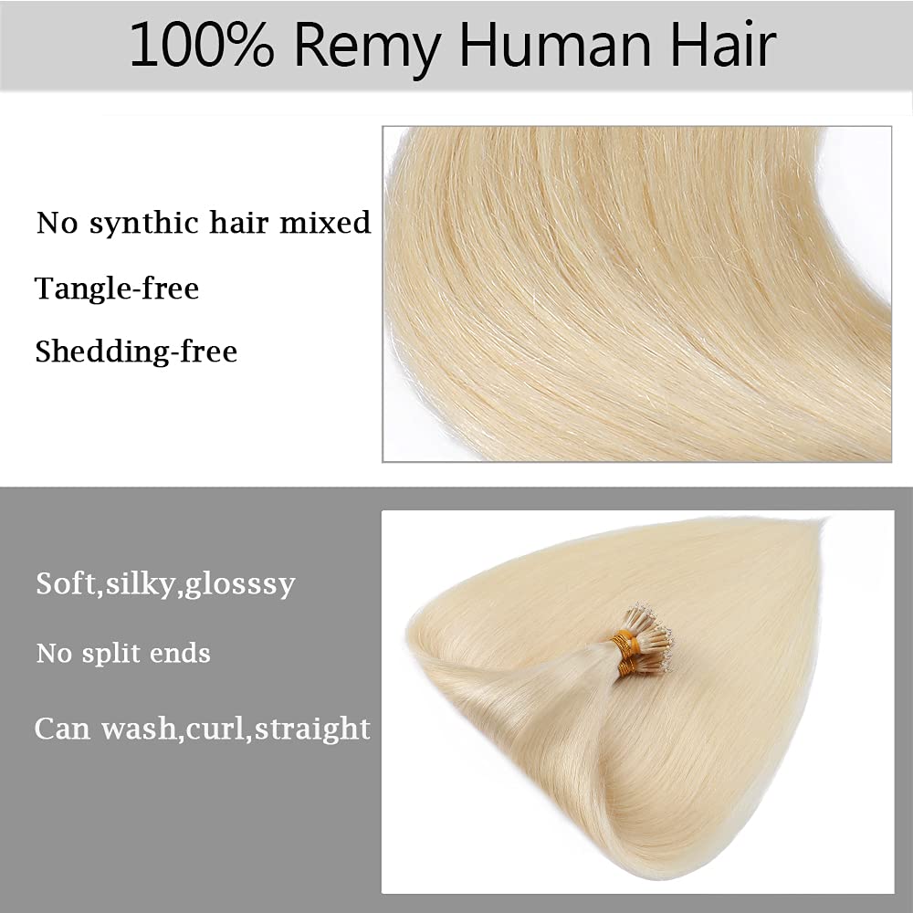 SEGO Extension Microring Capelli Veri Fili Anelli Invisibili 50 Ciocche - 50cm 50g 100% Remy Human Hair Balayage a Anellini #70 Bianco
