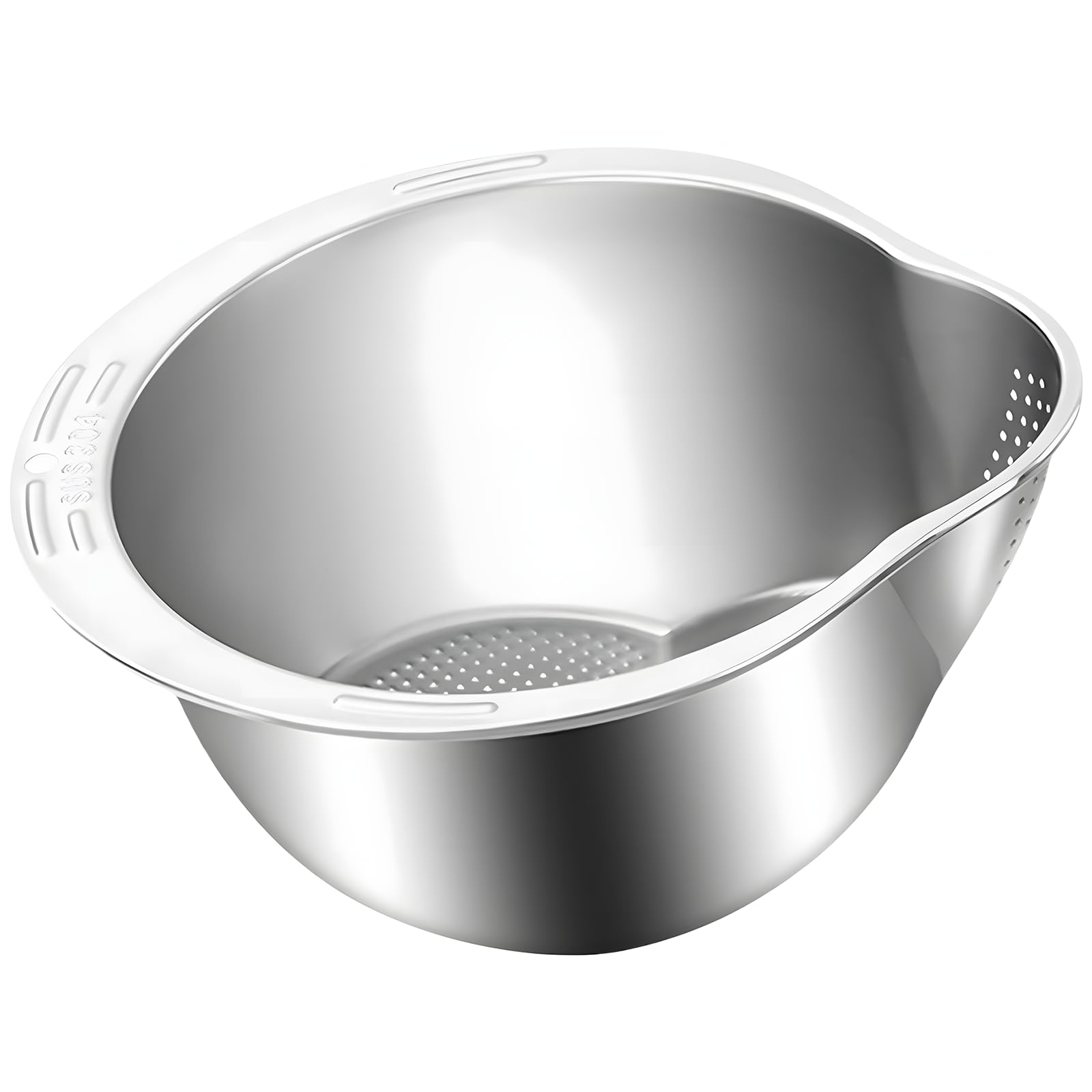 Colador de arroz de acero inoxidable apto para lavavajillas con gancho de succión, colador inclinado para enjuagar arroz, verduras y frutas,