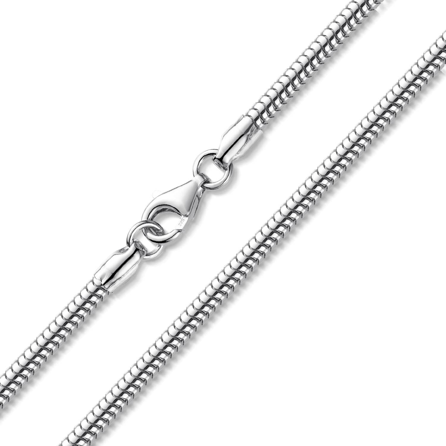 MATERIA by Matthias Wagner Damen Schlangenkette 925 Silber Halskette 3mm in 4 Längen