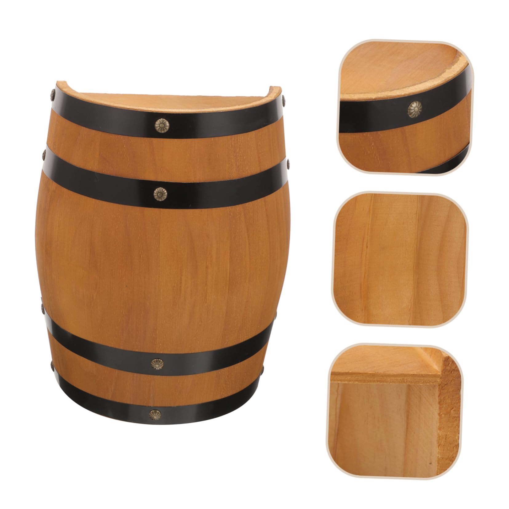 Amosfun Décoration Murale Rétro en Bois de Chêne, Demi-tonneau Unique pour Bar, Ornement Artistique Multifonctionnel et Décoratif pour Salon ou Cave à Vin