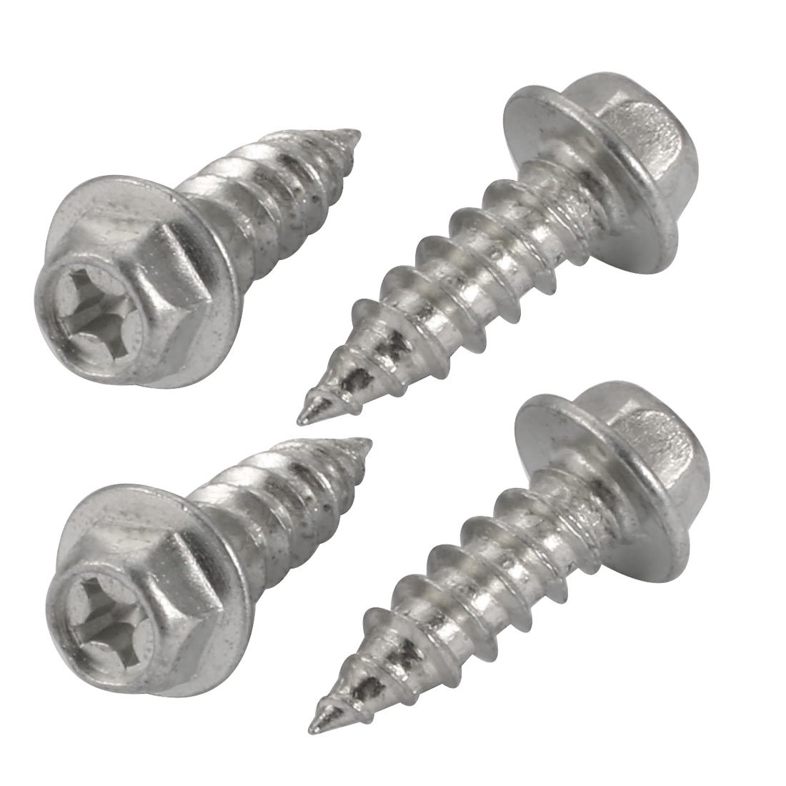 Uxcell Silver Sourcingmap 4Pcs M8x25mm Zinc Plated Phillips Drive Flange Hex Head Self-Tapping Screw