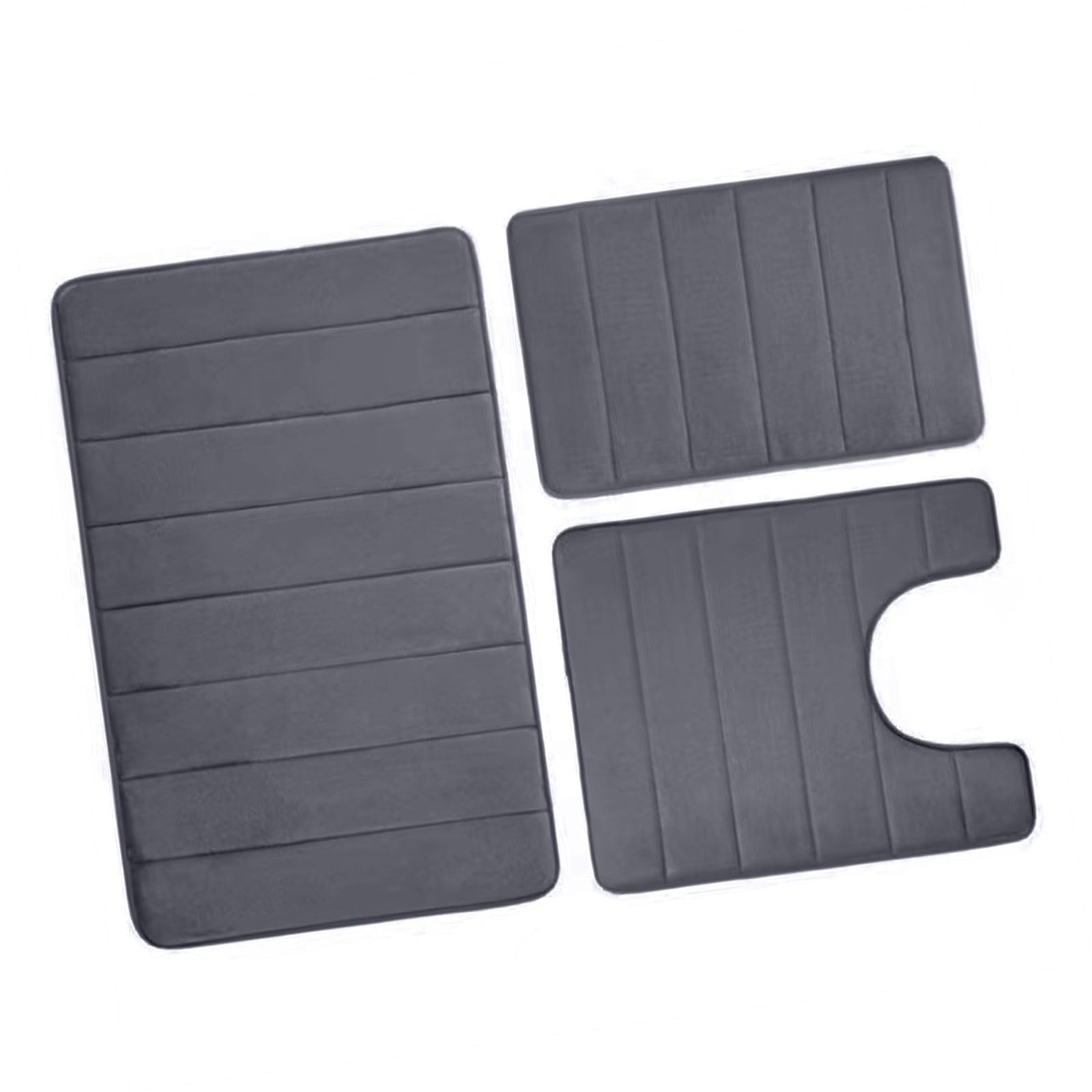 NEWFT Absorbent Flannel Bathroom Rug Set NonSlip Bath Mats Washable for Salon and Shower Flannel Bath Rug
