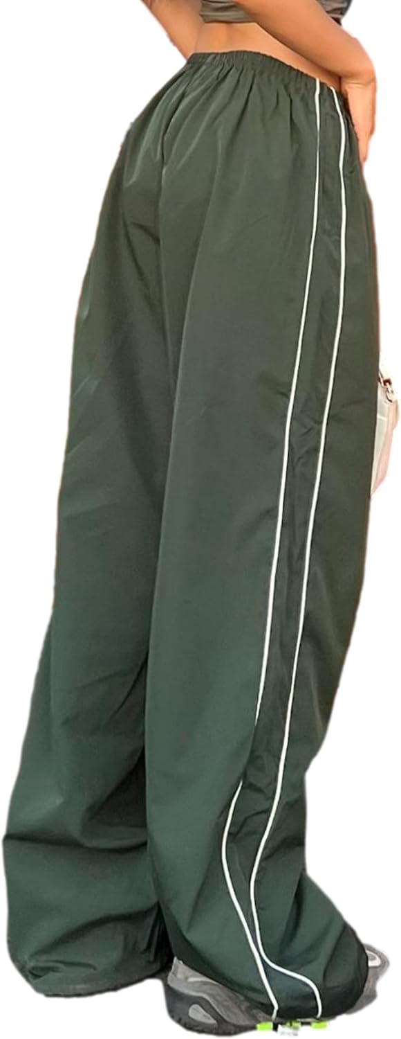 Shebote Womens Parachute Pants Wide Leg Baggy Pants Y2K Elastic Waist Jogger Sweatpants Track Pants Streetwear - Image 6