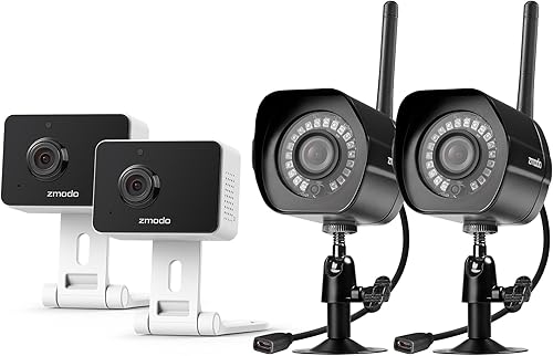 Zmodo Cámaras para seguridad en el hogar (paquete de cámaras para interiores y exteriores), 1080p HD, cámara IP inalámbrica WiFi, detección de