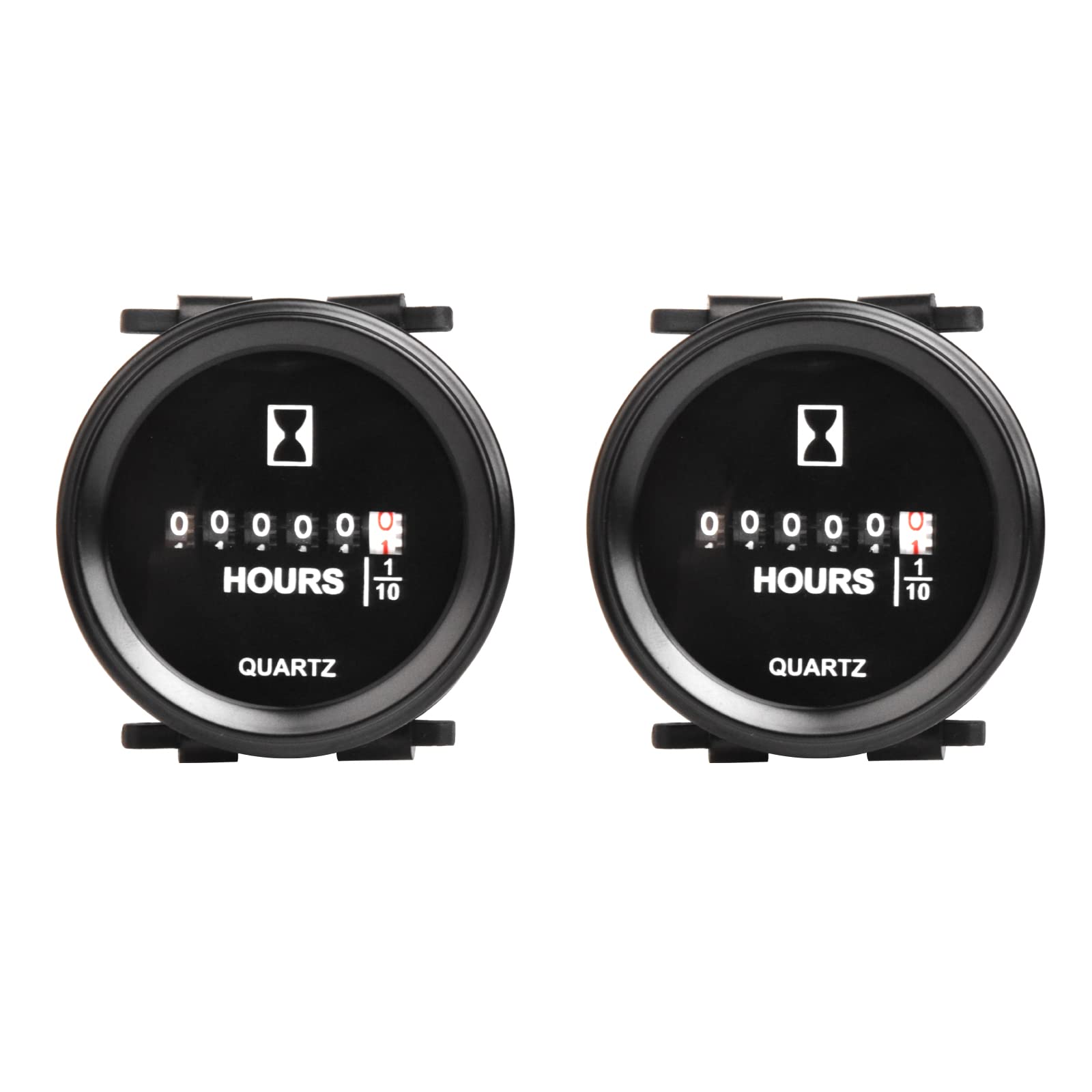 2 pieces Runleader Mechanical Hour Meter, AC/DC 8V to 80V,Waterproof Design for Lawn Mower Golf Cart Boat Forklift Motorhome Sawmil etc.