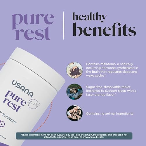 Miniatura 4 de USANA Suplemento de melatonina Pure Rest para apoyo al sueño* - Acción rápida - Sin azúcar - 56 tabletas