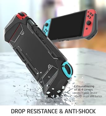 Mumba Dockable Case Compatible with Nintendo Switch 1 (2017 Release), [Blade Series] TPU Grip Protective Cover Case with Ergonomic Design and Comfort Grip,Accessories for Switch (Black)
