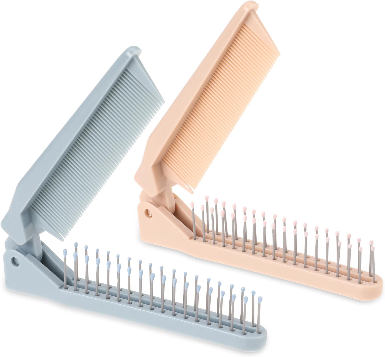 Travel Comb for Women, 2 PCS Double Headed Foldable Pocket Mini Compact Collapsible Hair Brush Portable Anti-Static Small Comb for All Hair Types, Hairdressing Brush for Gym, Car, Purse, Office