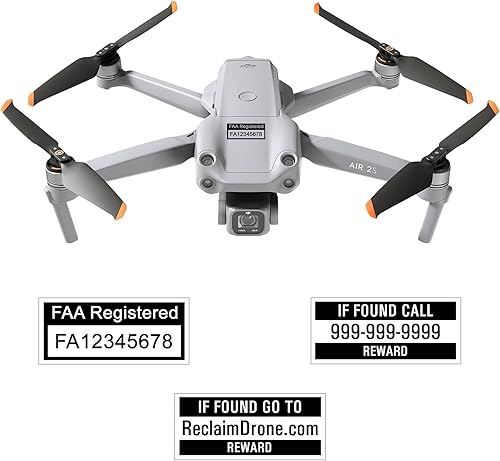 Etiquetas de dron para Mavic Air 2S (3 juegos de 3) personalizadas, 2 tamaños, 4 opciones de color + etiquetas de batería opcionales