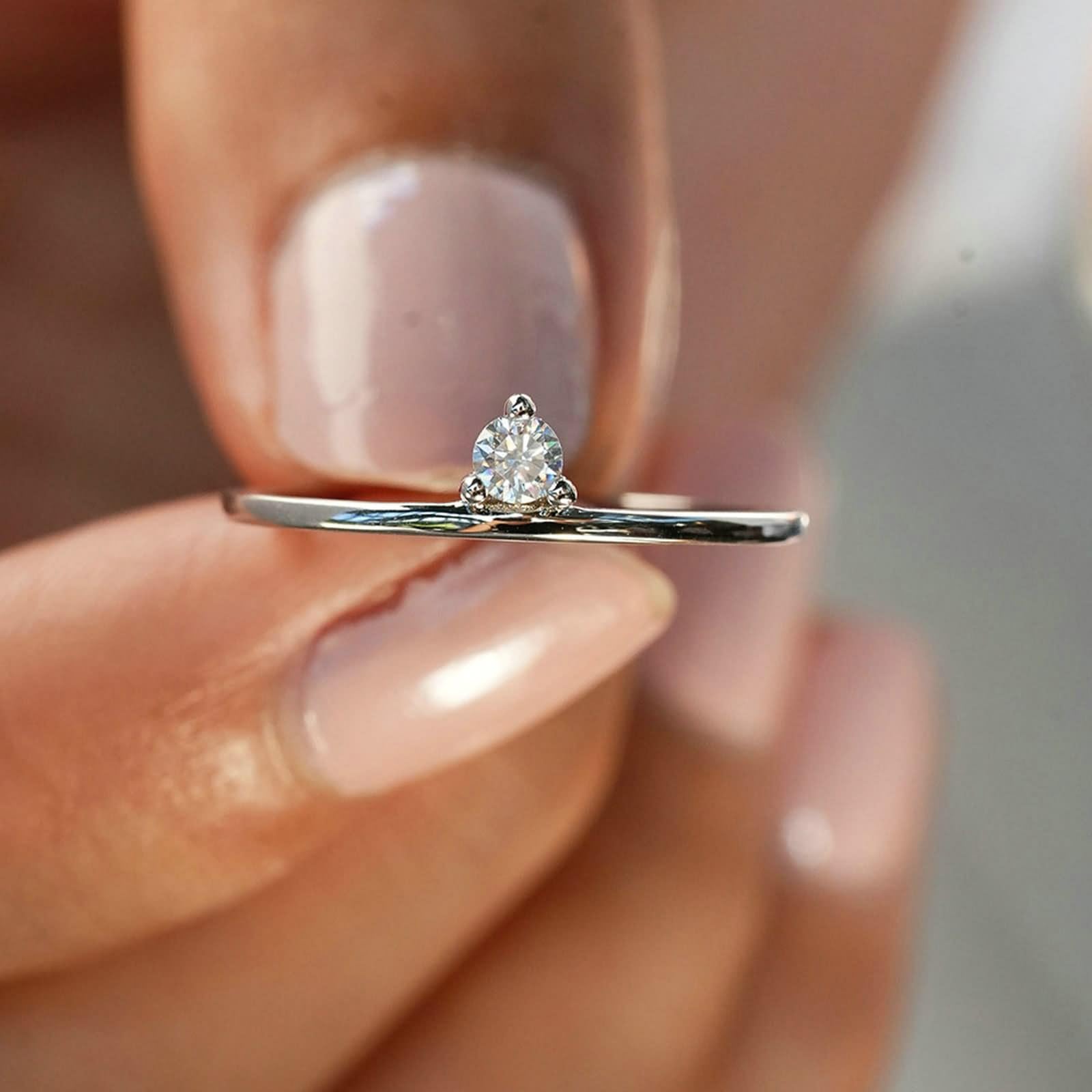 Juego de anillos para mujer, anillos de boda para mujer con diamantes creados en laboratorio de 0,1 quilates, regalos únicos para amigas y mujeres