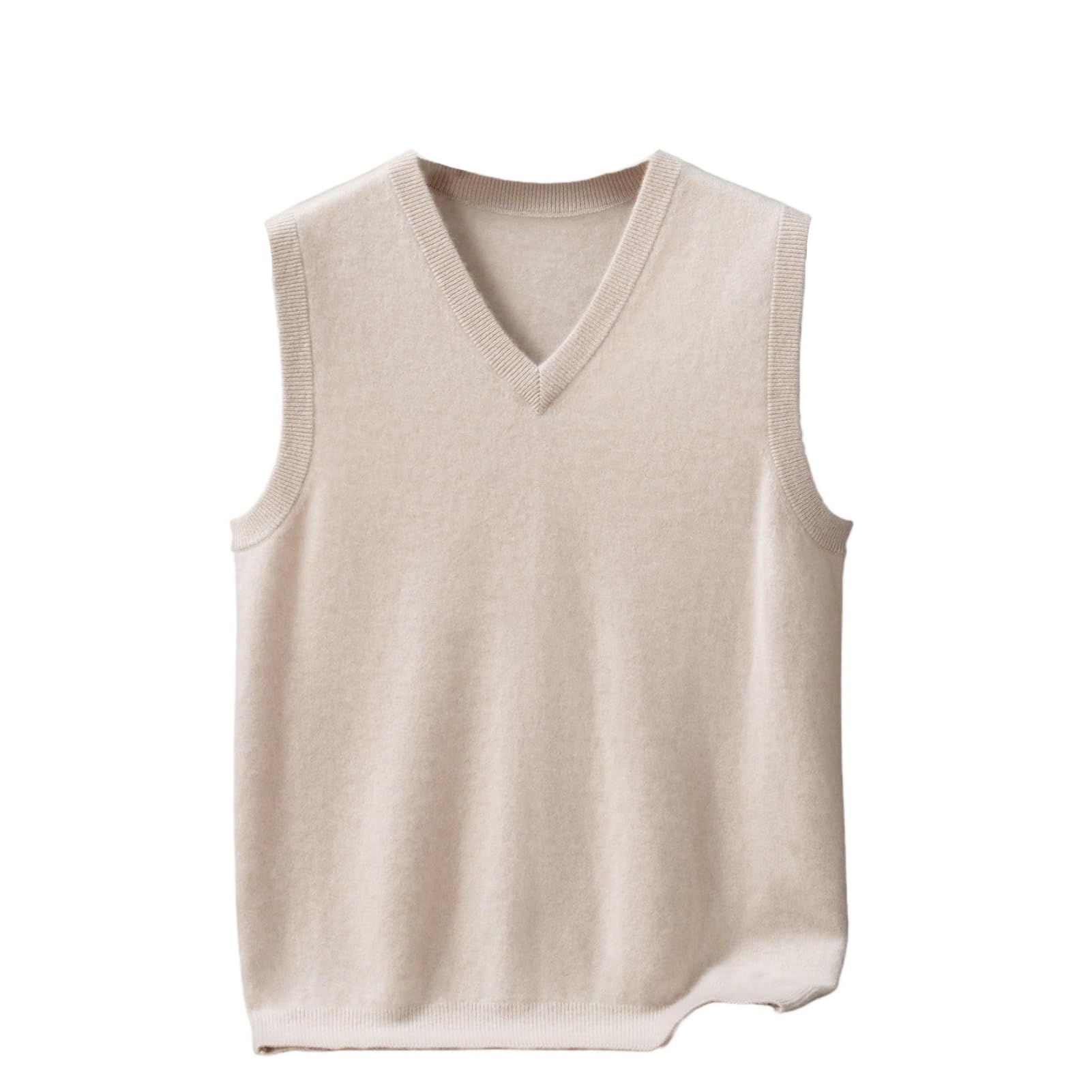 Chaleco de cachemira de punto sin mangas con cuello en V para hombre