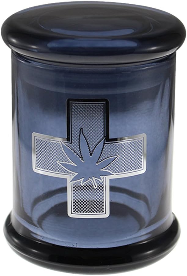 Medical Cross Stash Jar Pot Leaf Stash Jar 420 Airtight Pop Top Glass Smellproof Storage