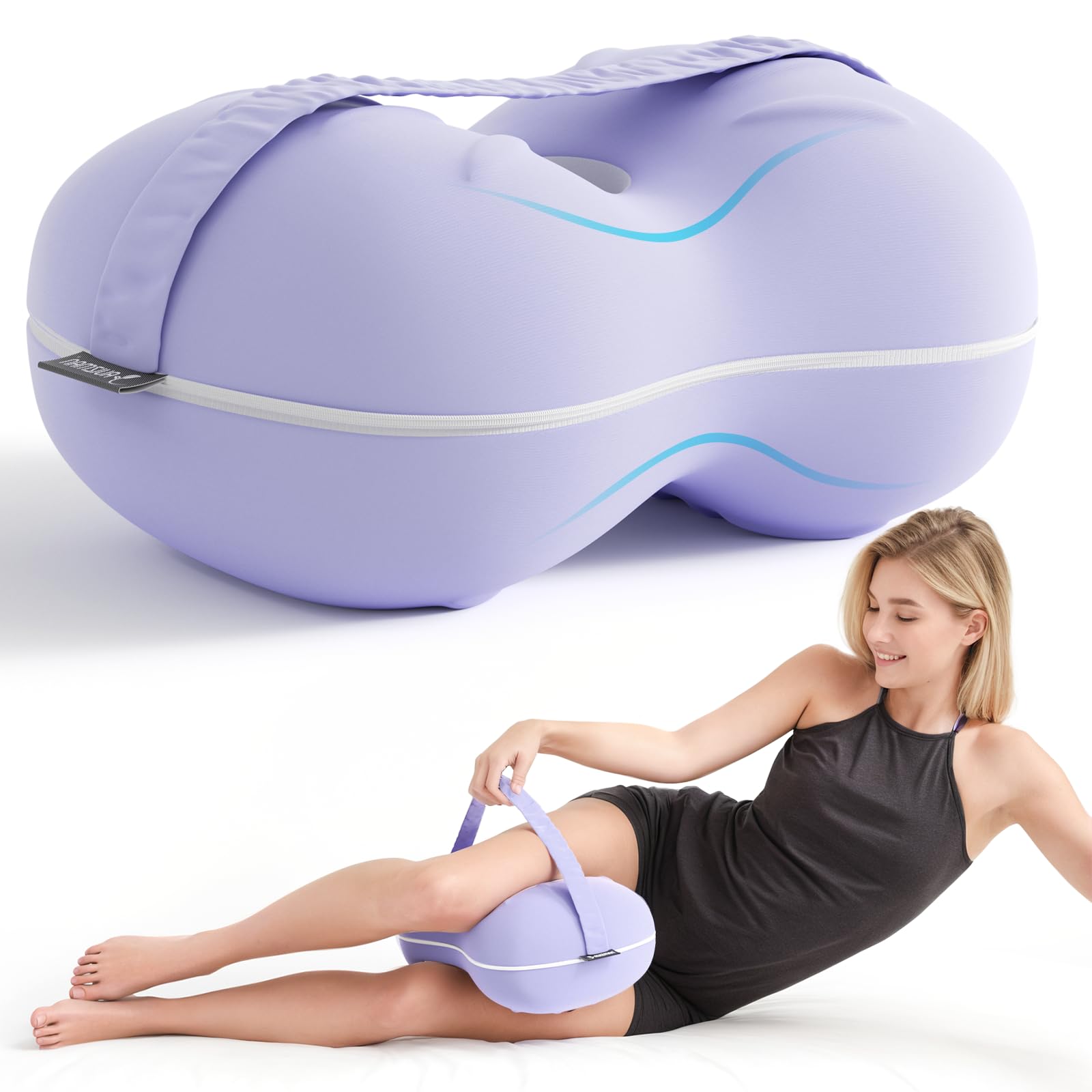 RuizmanCooling Knee Pillow for Side Sleepers - Between Leg Pillow for Side Sleepers Pregnancy - Memory Foam Knee Pillows for Knee & Hip Pain - Pillow for Between Knees While Sleeping (Lavender)
