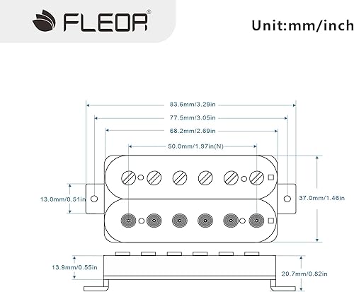 Miniatura 8 de FLEOR Alnico 5 - Pastillas de guitarra de alta potencia para cuello y puente de doble bobina, color blanco