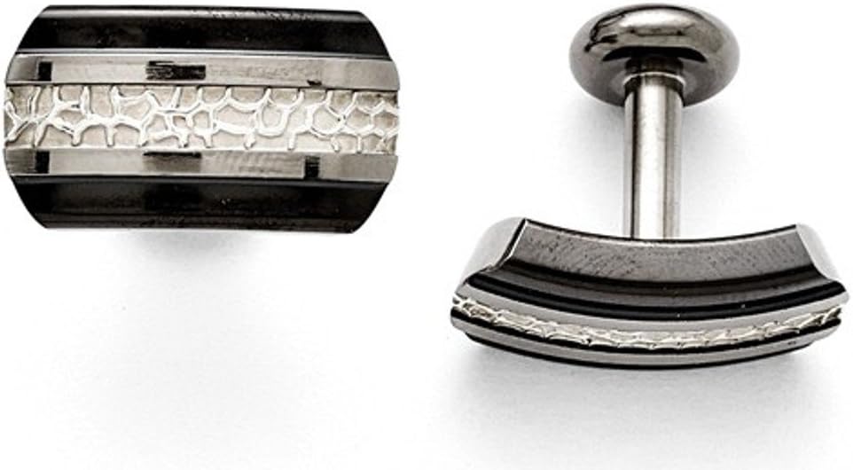 Black Titanium, Sterling Silver Two-Tone Cuff Links
