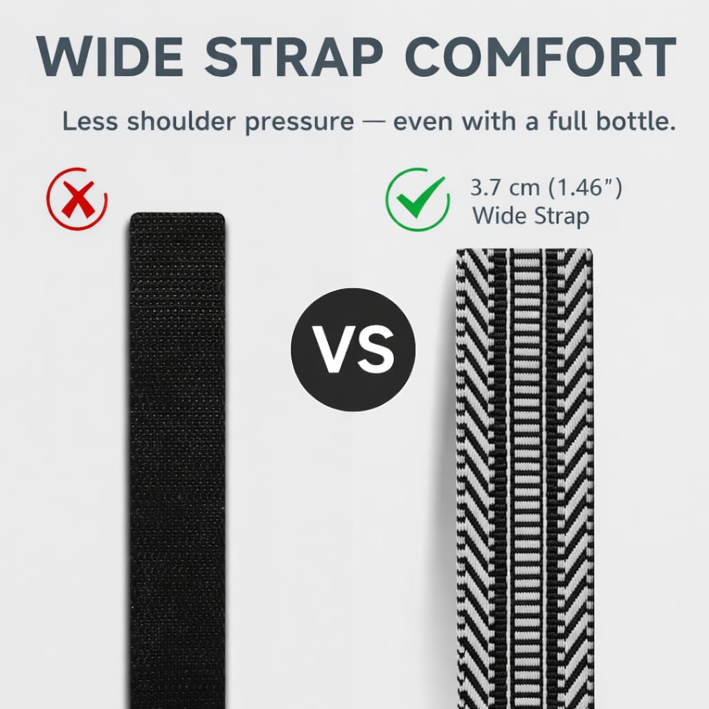 Water Bottle Holder with Strap, Neoprene Crossbody Carrier, Phone Pocket, 1.46" Wide Strap, Fits 24-40oz - Image 4