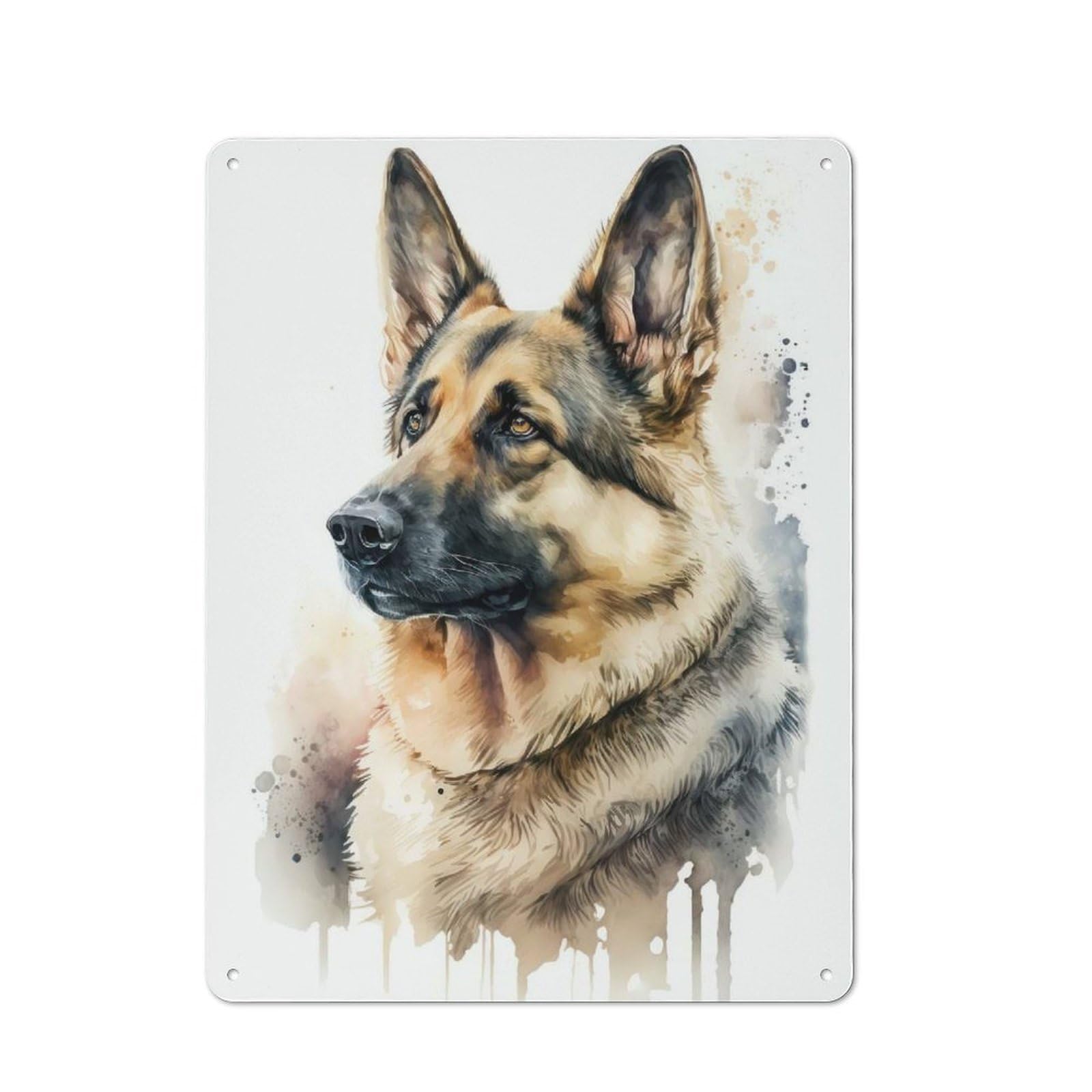 Clean Industrial German Shepherd Dog Decorative Metal Plaque 40x30cm, Loft Wall Plaque for Modern Home, Workshop, Office Or Cafe