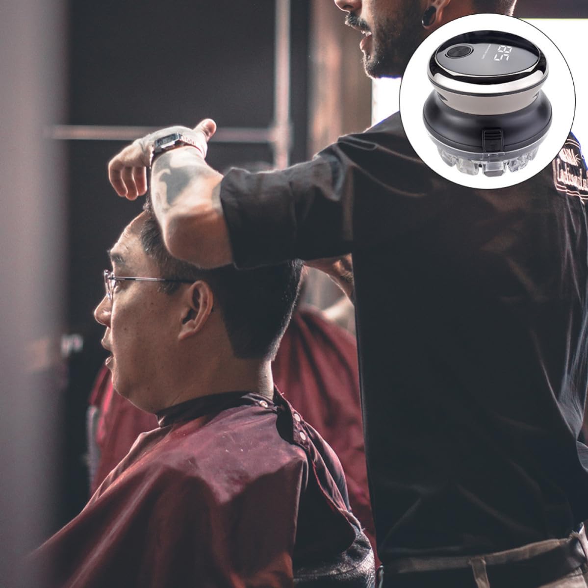 iplusmile Professionelle Haarschneidemaschine Einfach zu Reinigen für Herren mit Edelstahlklingen und Lcd Display Wiederaufladbar Kabelloser Haartrimmer Zufällige Farbe für