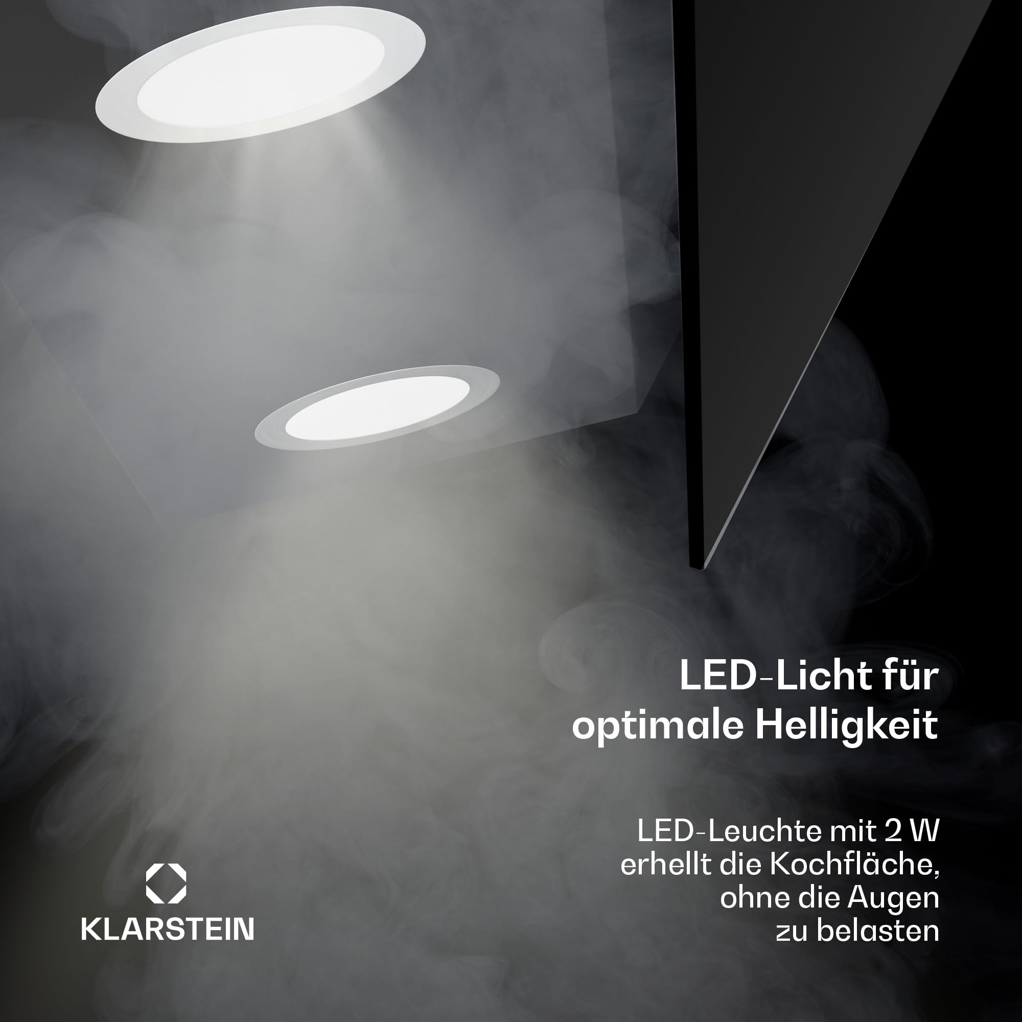 Klarstein Dunstabzugshaube Alina 60 cm Wandhaube 600 m³/h Energieeffizienzklasse A LED-Beleuchtung Touch-Bedienfeld Schwarz