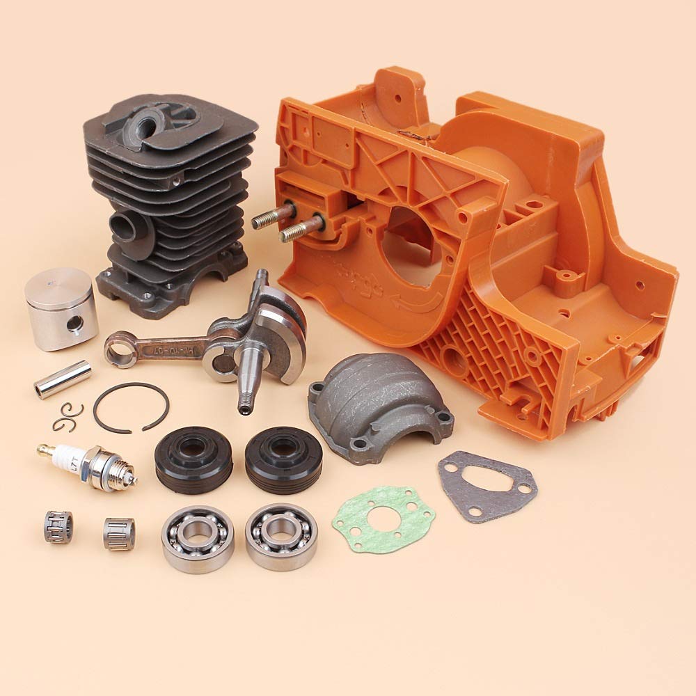Tiempo Beixi Sello de Aceite del cigüeñal Cilindro de pistón Crancase Pan Juego de cojinete Compatible con Husqvarna 137 142 Motosierra Motor Motor de Piezas de Repuesto