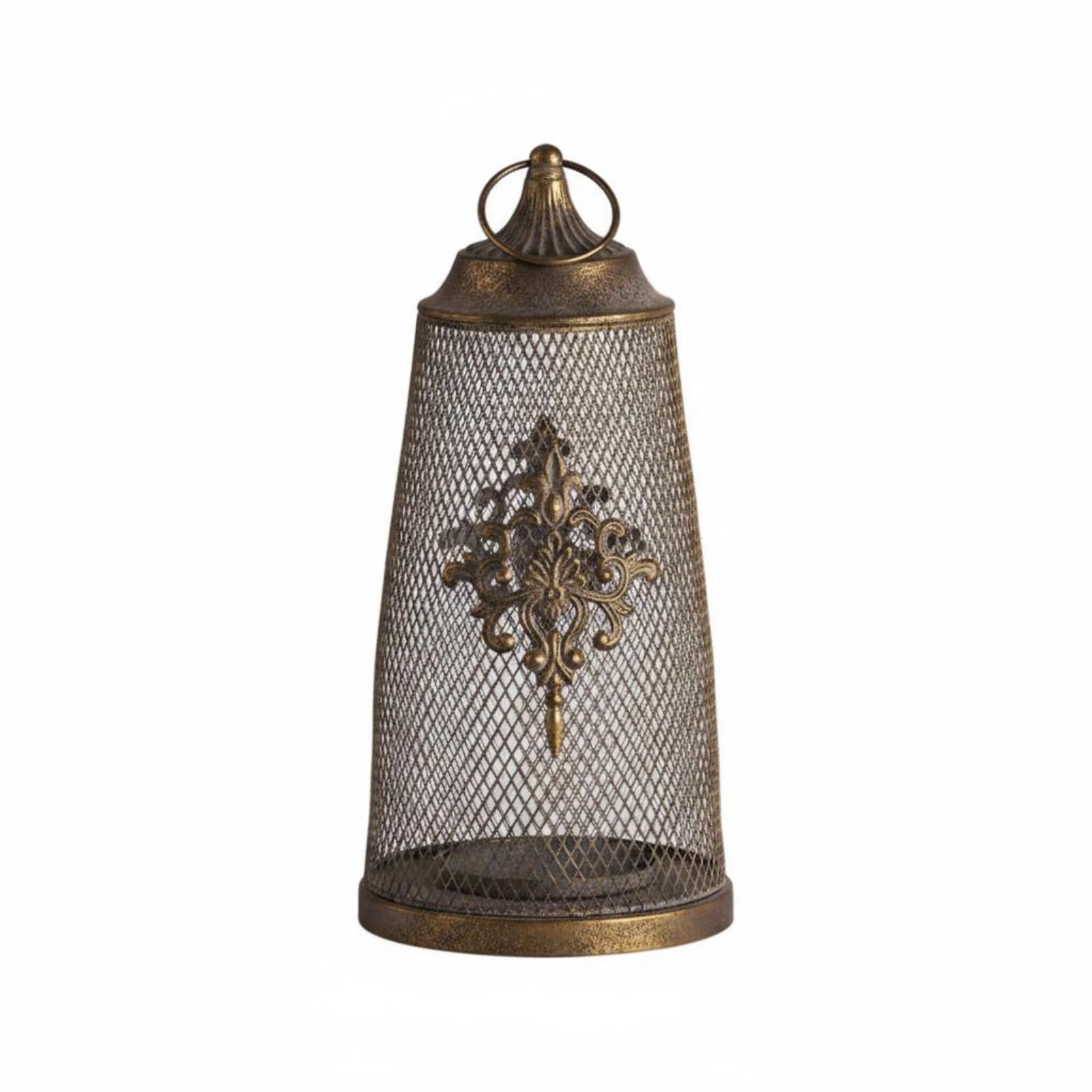 Vintage Kerzenhalter Laterne Metall Glas Antik Dekoratives Wohnaccessoire Stilvolles Ambiente für Schlafzimmer Flur Wohnzimmer, Hoch