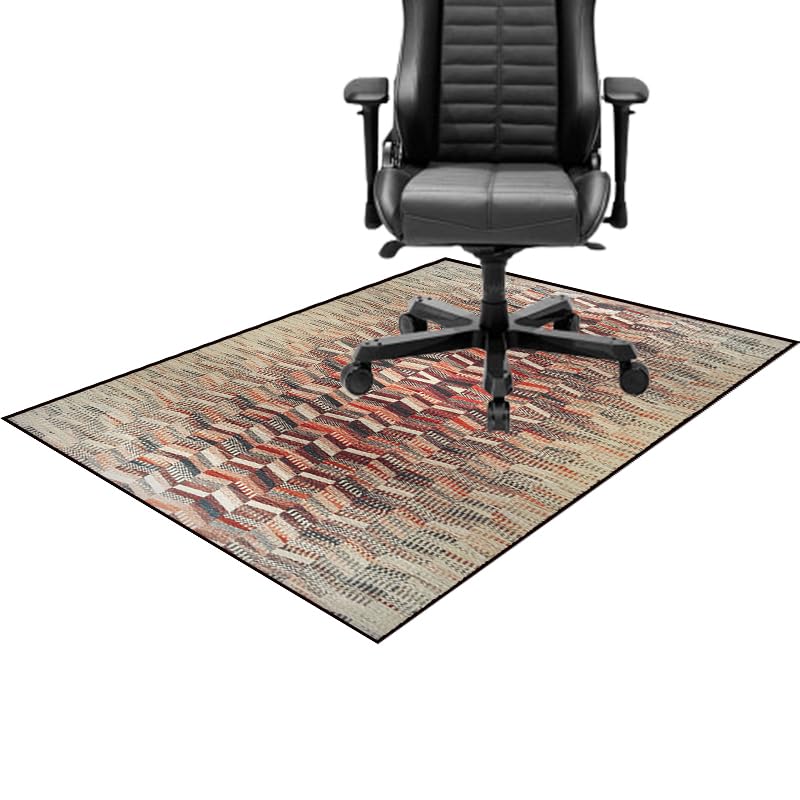 Surwin Tapis Chaise De Bureau, Style Vintage Tapis De Protection De Sol Poil Court Arqué Antidérapant Pour Chaise De Bureau Gaming, Protéger Les Carrelage Et Parquet (Style 9,100x160cm