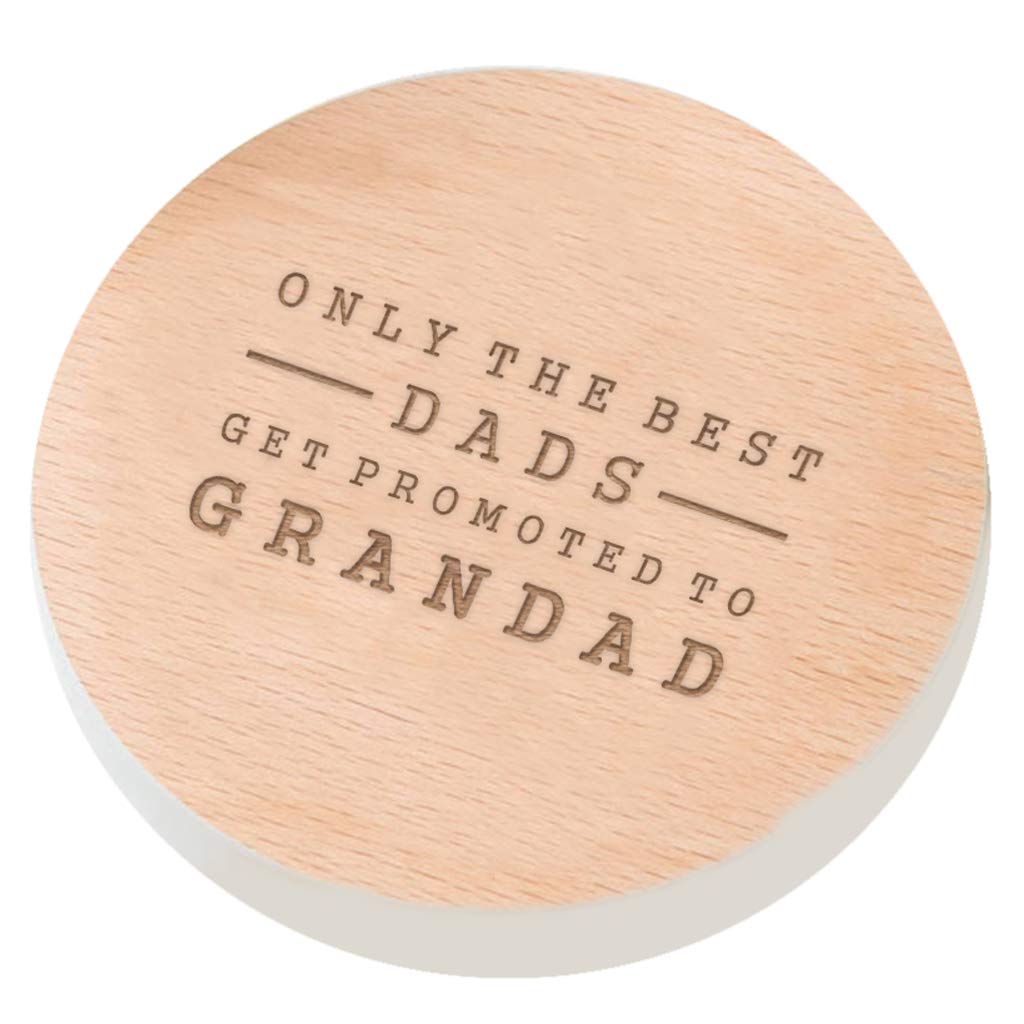 Dust And Things Grey Engraved Wooden Coaster - 'Only The Best Dad's Get Promoted To Grandad' Design - Fathers Day Or Birthday Gifts For Grandad - New Grandfather Gifts