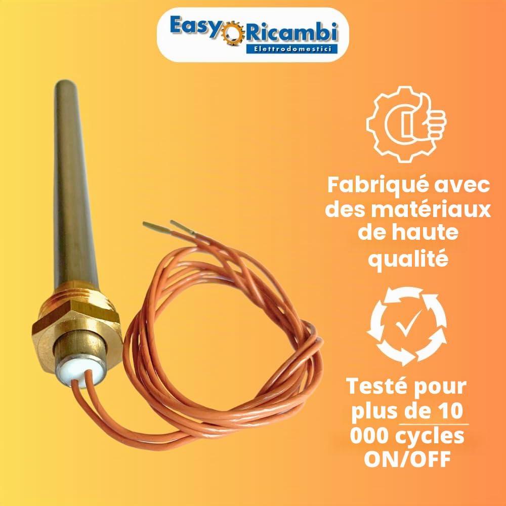 Easyricambi - Résistance pour poêle à granulés 250 W, 150 mm, 140 mm, diamètre 9,9 mm, Filetage 3/8", pour Laminox, Palazzetti, Puros, Rika