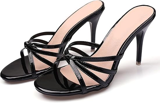 Women's Open Toe Heeled Mules Sandals, 9CM Stiletto High Heels Slip on Mules Shoes for Women, Comfort Walking Pumps Shoes
