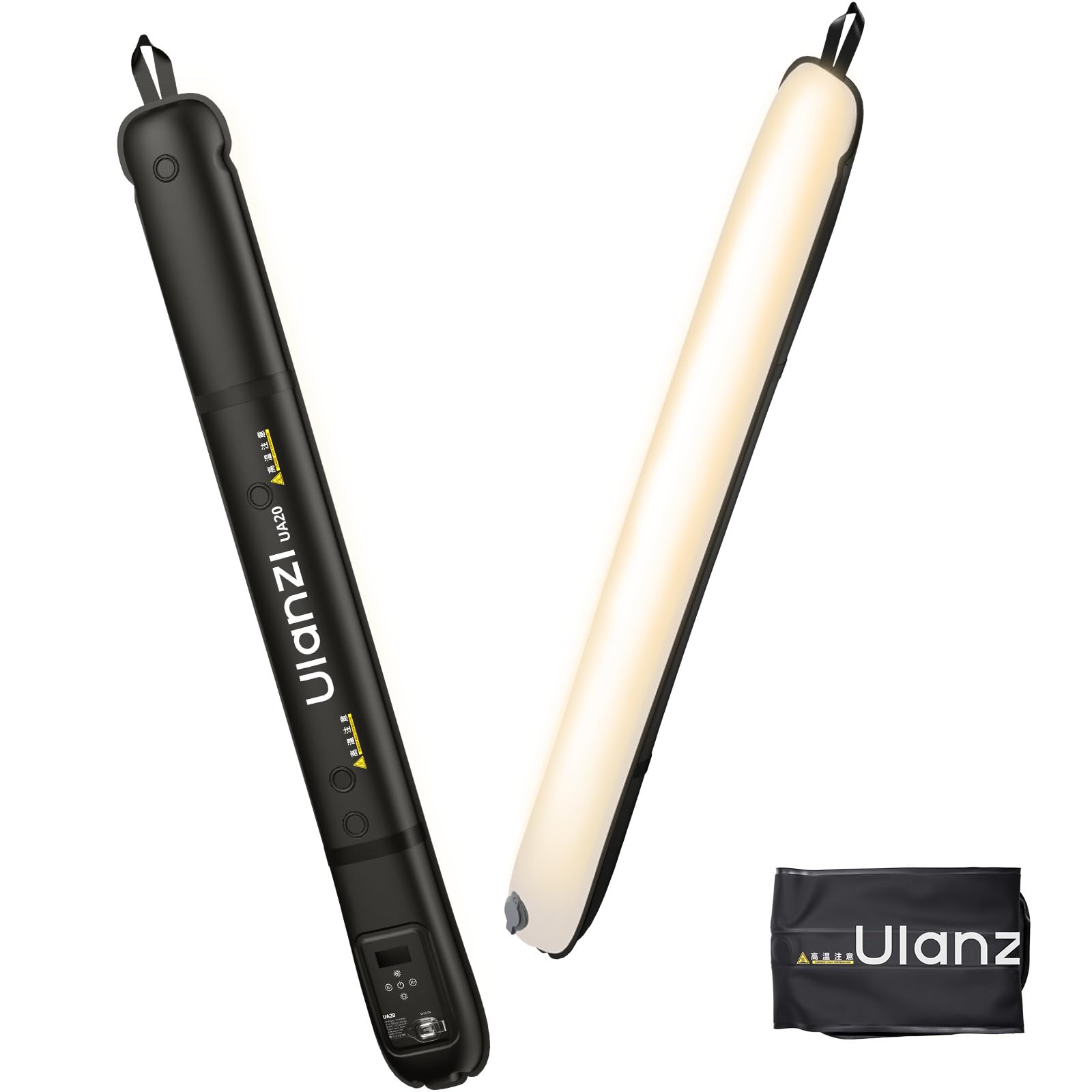 ULANZI UA20 Luce per Foto Portatile, 20W Luce Video Gonfiabile Bi-Color 2700-6500K, Luci Fotografiche Handheld 18Wh Batteria USB-C Ricaricabile, Tubo Led Impermeabile per Fotografia o Campeggio