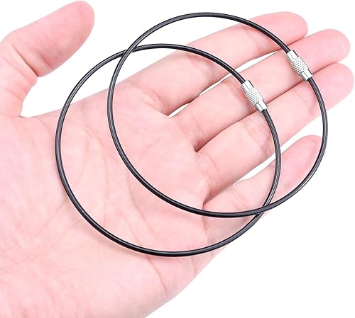 Miniatura 7 de CooBigo Lazos de acero inoxidable de 6 pulgadas para equipaje de 0.079 in, llavero de alambre para mujer, accesorios al aire libre, color plateado,