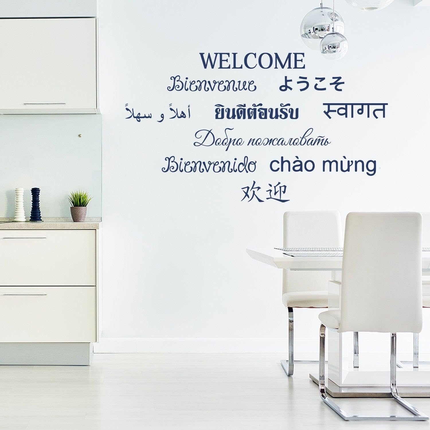 Adesivo da parete in vinile con scritta "Welcome", per porta d'ingresso, 31 x 18 cm
