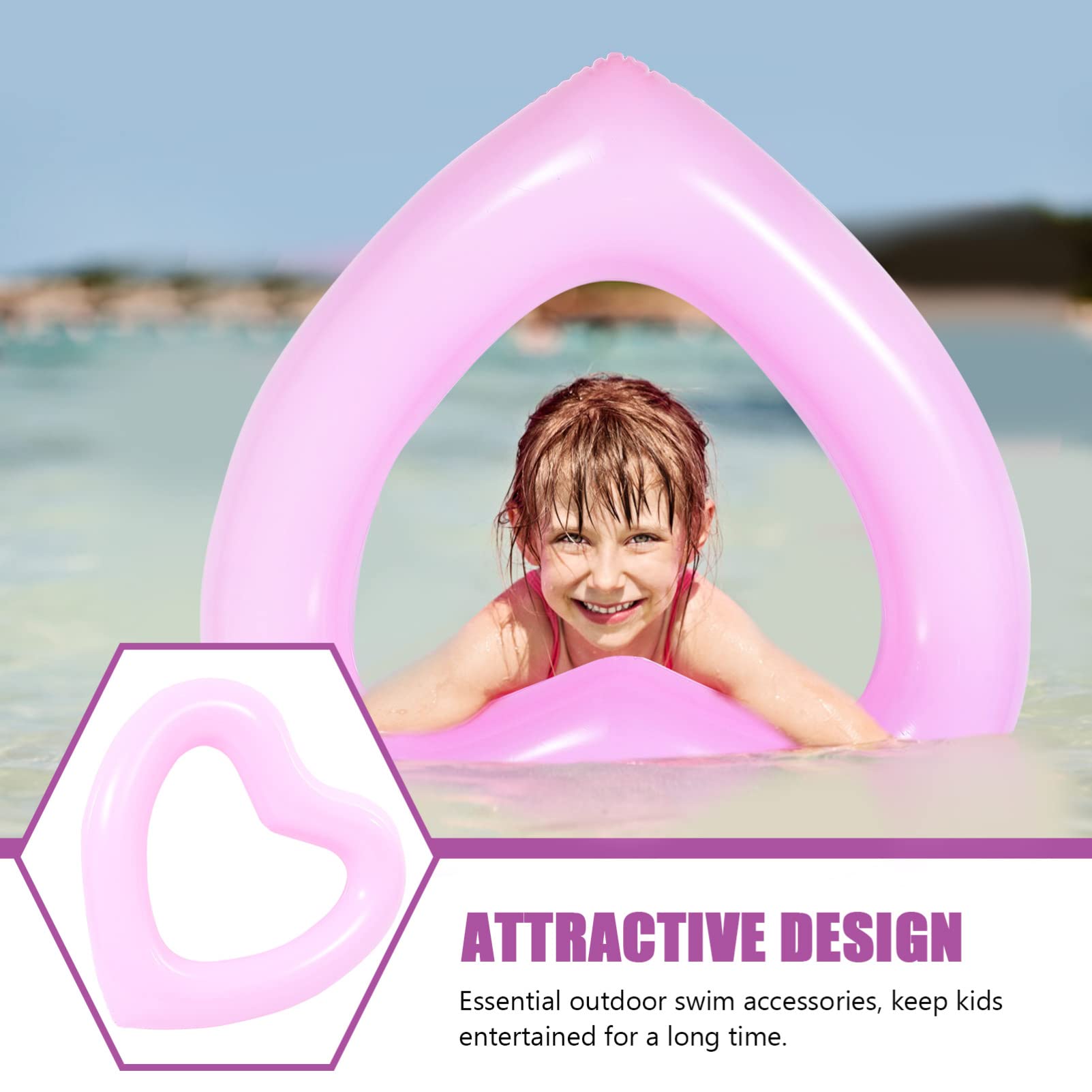 Toddmomy Heart Pool Float Inflatable Hearts Pool Float Adult Lounger Swimming Ring