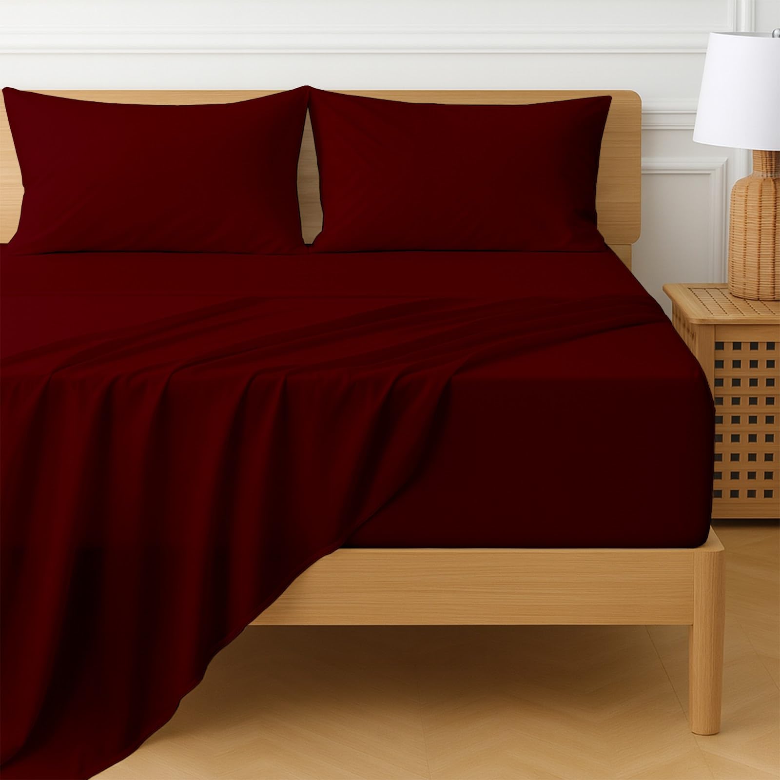 Cottington Lane Extra Deep Pocket Cal King Sheet Set Egyptian Cotton, 4 Piece Hotel Quality Luxury Bedding, 22-Inch Deep Fit, Soft, Breathable &