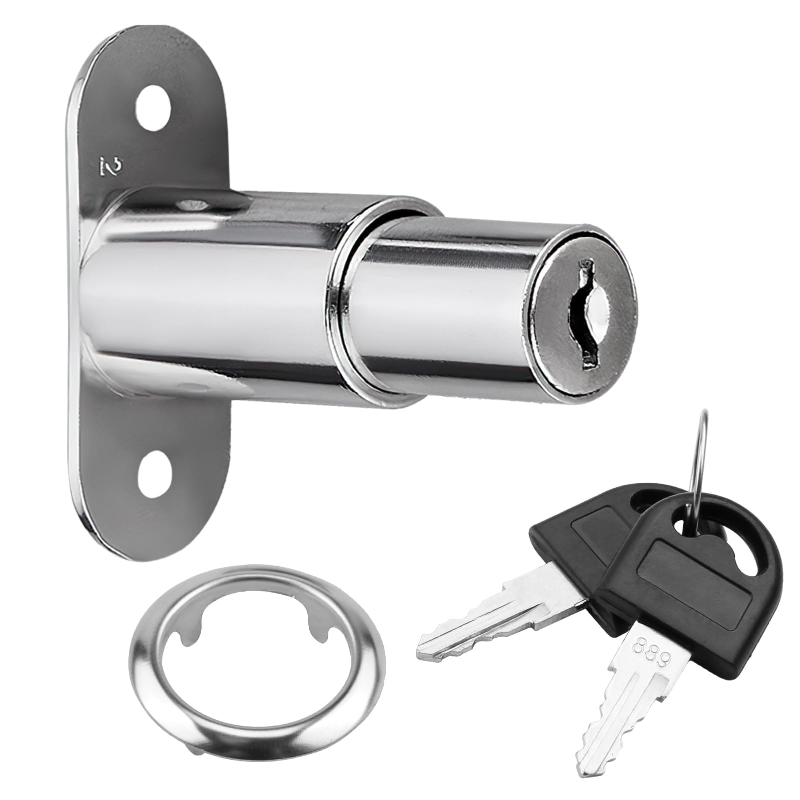Cerradura para Armario, Cilindro de Presión de Diferentes Perfiles, Adecuada para Muebles y Vitrinas, Diámetro de 19 mm, Incluye Llaves, Fácil de Instalar