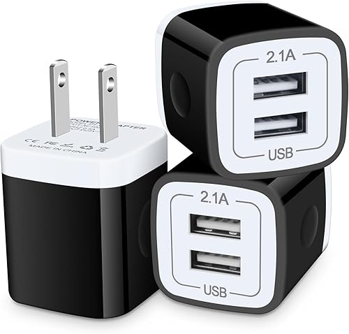 Cargador de pared USB, bloques de carga, paquete de 3 unidades de 2.1A5 V, cubo de carga, adaptador de enchufe de viaje para iPhone 14, 13, 12, 11 Cargador de pared USB, bloques de carga, paquete de 3 unidades de 2.1A5 V, cubo de carga, adaptador de enchufe de viaje para iPhone 14, 13, 12, 11