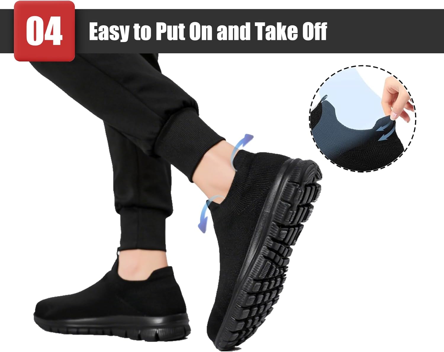 LARNMERN Slip on Steel Toe Shoes for Men Women Composite Toe Shoes Slip on Sneakers Work Safety Shoes Comfortable Lightweight Construction Running Walking Tennis Shoes - Image 5