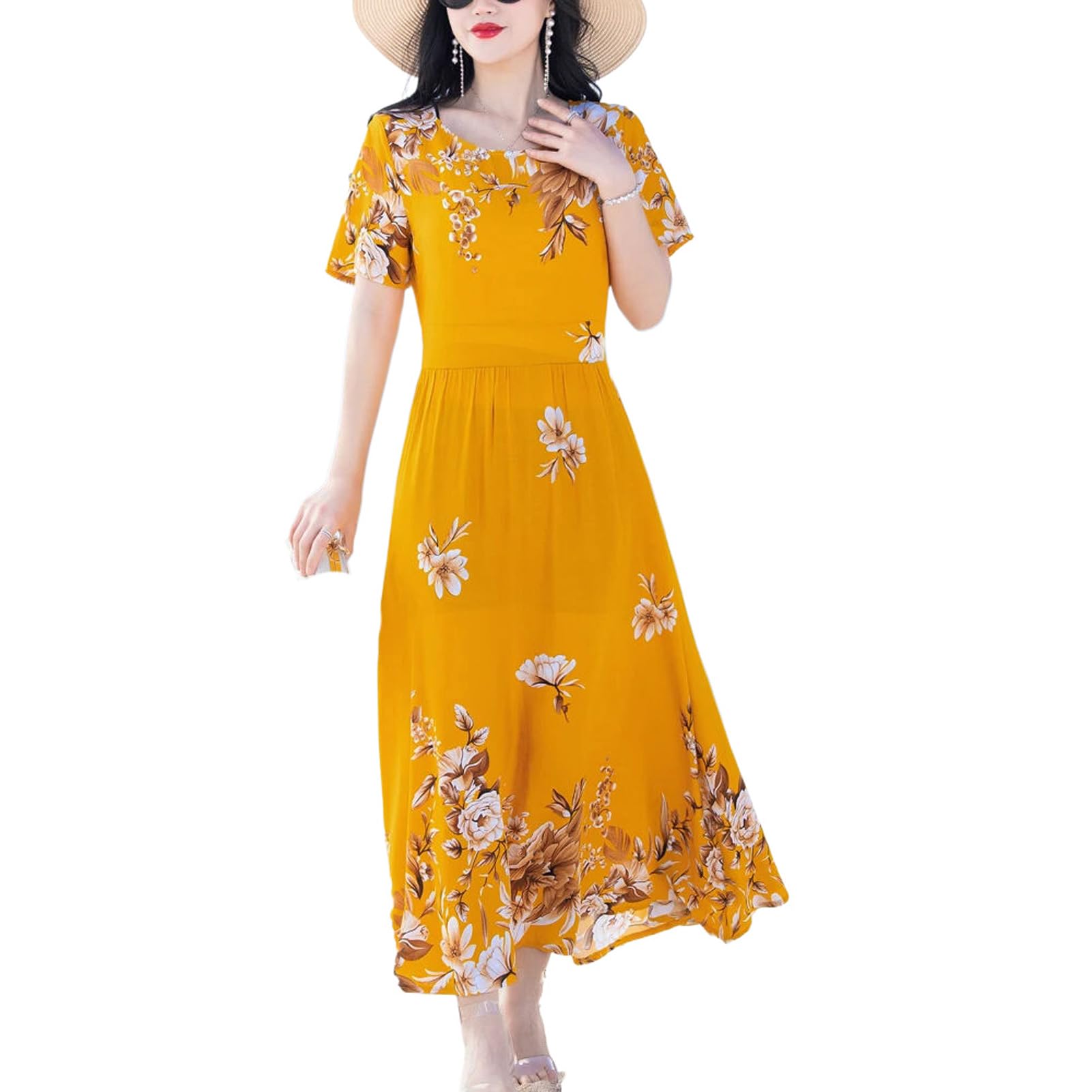 Robe d'été pour femme coupe longue fluide chic