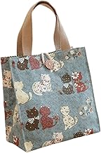 Baoblaze Lunch Bag, Fashion Canvas Tote Bag for Camping, Outdoor Picnic, Green Cat