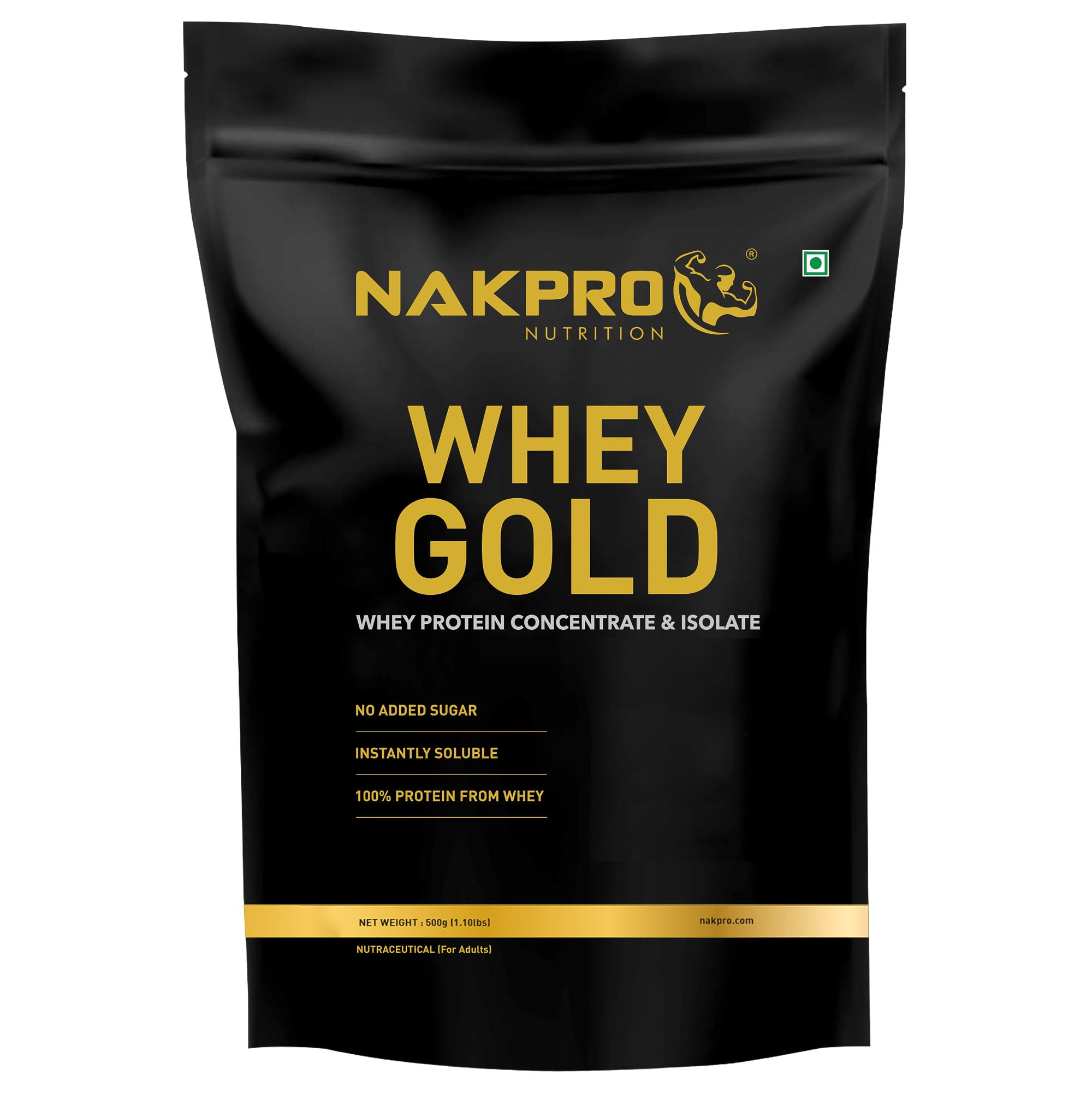 Gold Whey Protein Concentrate 500g Banana | 25.5g Protein, Trustified Certified Supplement Powder | Fast Absorbing Whey Protein Powder