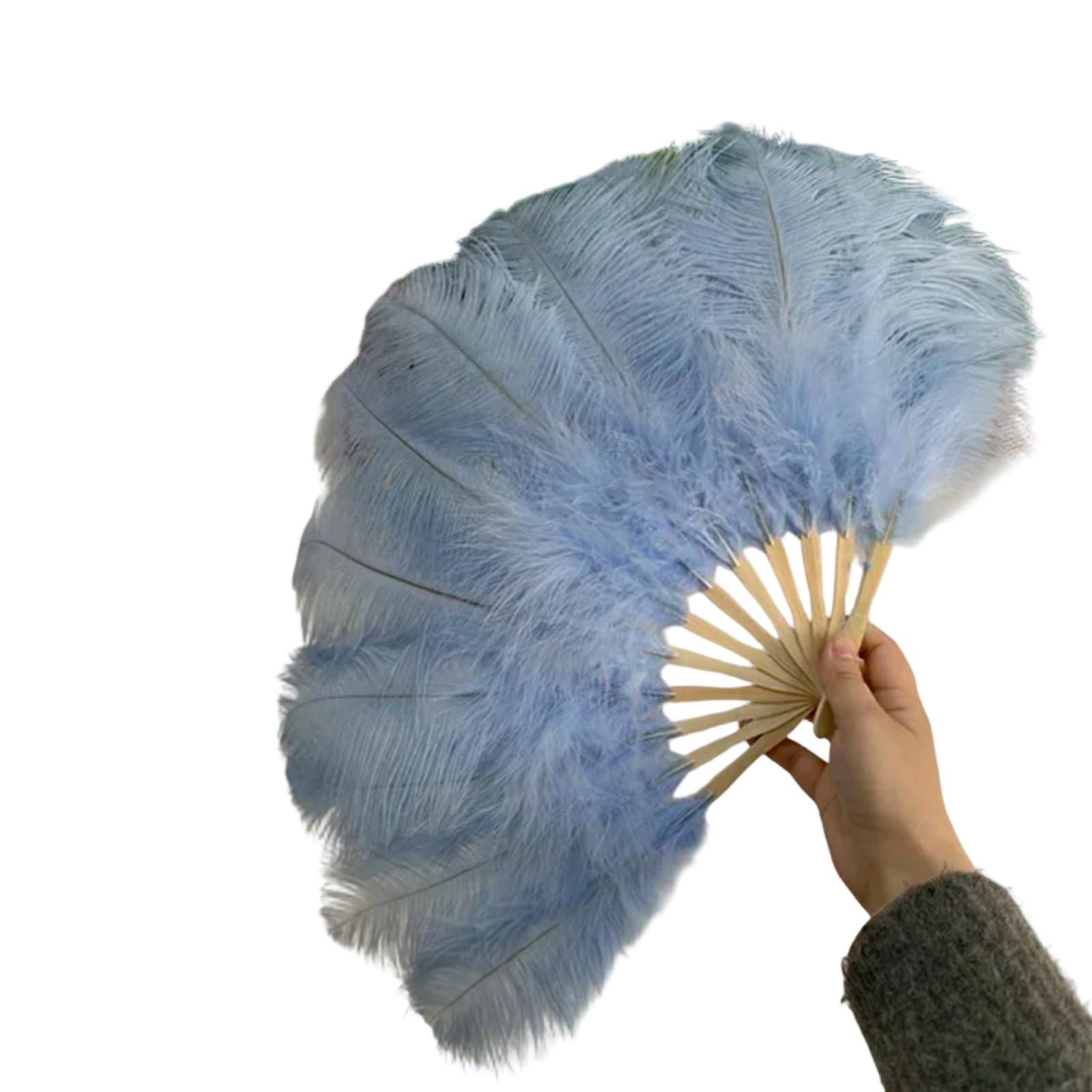 Stage Show Plume Fan 30cm / 11.8in Folding Handle Accessory for Dance Routines Photos Parties and Event Decor Plume Dance Accessory Folding Fan Theater Costume Wedding Photo Party Decor Stage