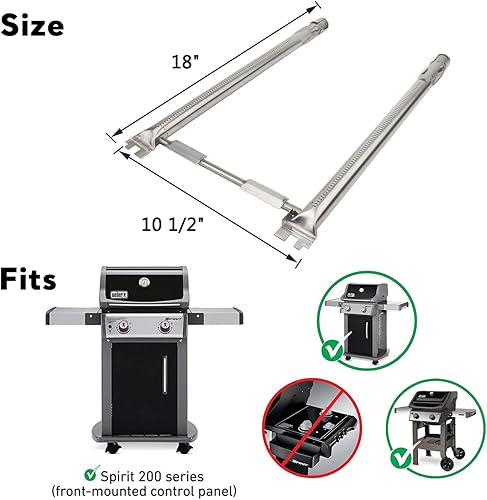 Miniatura 12 de Uniflasy 69787 - Tubos de quemador de parrilla para Weber Spirit y GS4 Spirit II serie 300, Spirit E310 E320 S310 S320 E330 S330 304 parrillas