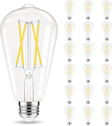 Miniatura 11 de – Bombillas Edison, bombilla LED E26 equivalente a 60 vatios, no regulable, luz blanca suave 2700K, bombillas vintage ST58, CRI de 90+, 6 W 600 lm,