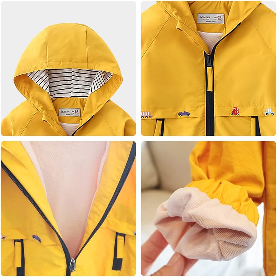 Volunboy Toddler Boys Windbreaker Casual Outerwear Kids Lightweight Zip Hooded Jacket Baby Cute Dust Coat - Image 4