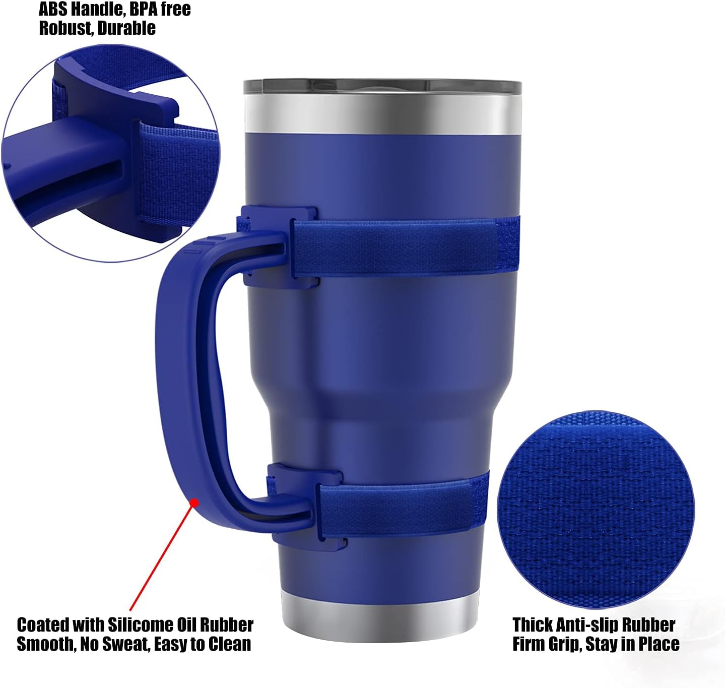 Adjustable Tumbler Handle for YETI 20 Oz 30Oz 40OZ, 20oz to 44 Oz RTIC, Ozark Trail, Simple Modern, SIC, SUNWILL, Tervis, Beast and More Brand Tumbler Cup Mug, NO Brand Limitid Dark Blue - Image 4